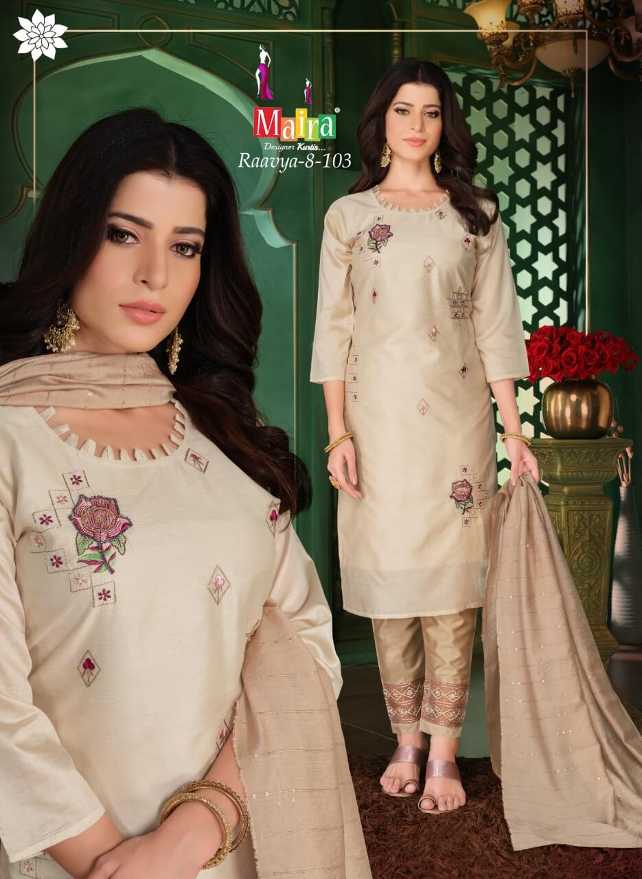 Mayra Raavya 8 Fancy Wear Kurti Pant With Dupatta Readymade  Collection